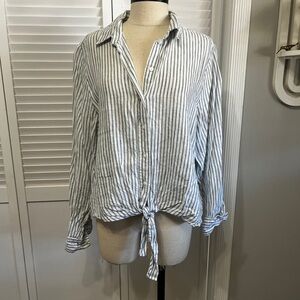 H&M Linen Striped Button-Down Shirt